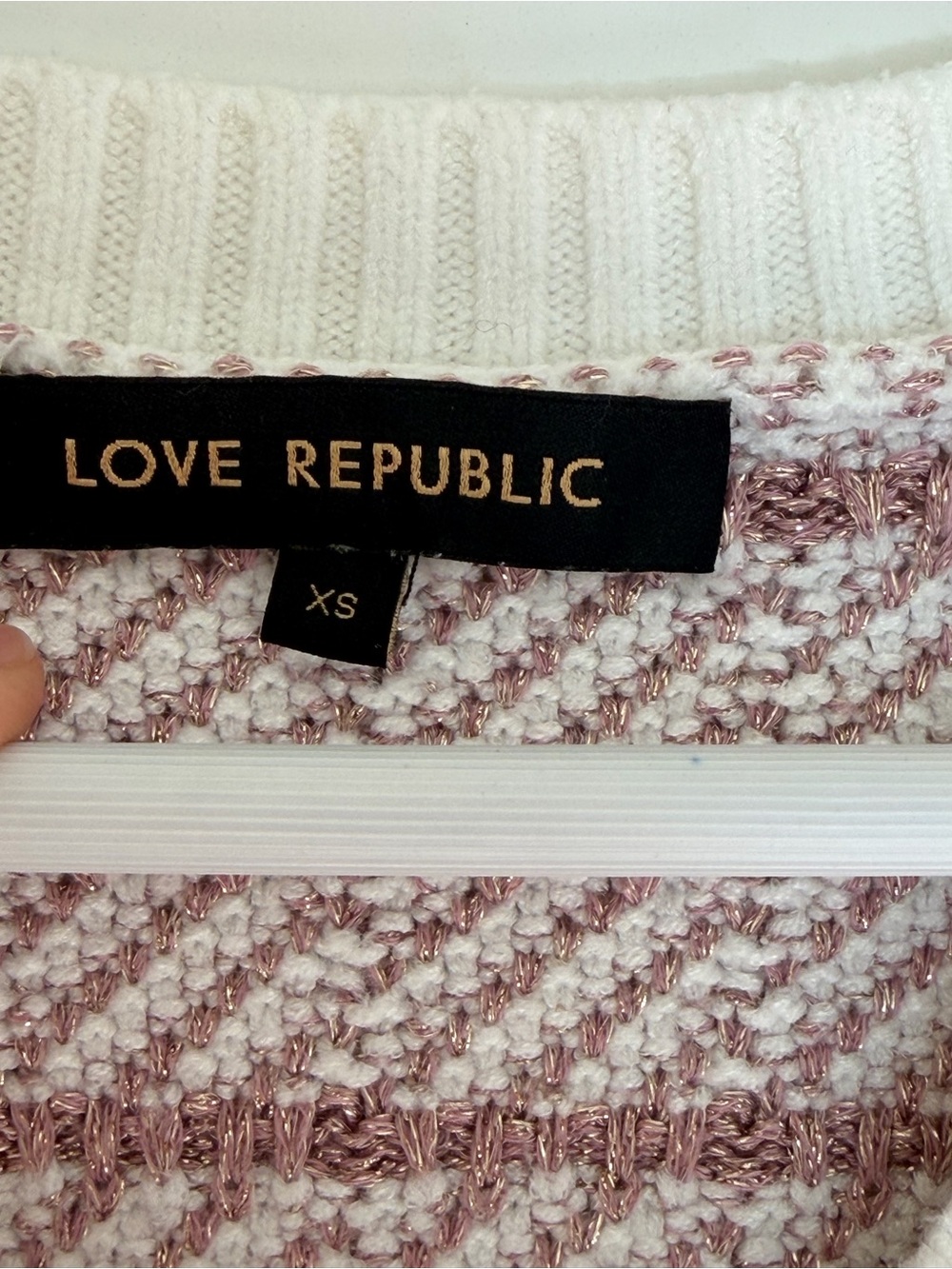 Love Republic White Pink Silver Plaid Cardigan Jewel Buttons XS - Picture 6 of 9